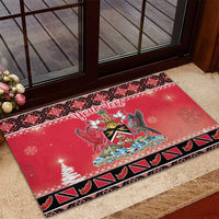 Personalized Trinidad and Tobago Christmas Rubber Doormat Coat Of Arms Seamless Pattern - Wonder Print Shop