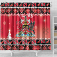 Personalized Trinidad and Tobago Christmas Shower Curtain Coat Of Arms Seamless Pattern