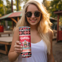 Personalized Trinidad and Tobago Christmas Skinny Tumbler Coat Of Arms Seamless Pattern - Wonder Print Shop