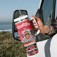 Personalized Trinidad and Tobago Christmas Tumbler With Handle Coat Of Arms Seamless Pattern - Wonder Print Shop