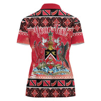 Personalized Trinidad and Tobago Christmas Women Polo Shirt Coat Of Arms Seamless Pattern - Wonder Print Shop