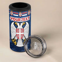 Personalized Serbia Christmas 4 in 1 Can Cooler Tumbler Coat Of Arms - Blue Version - Wonder Print Shop