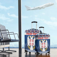 Personalized Serbia Christmas Luggage Cover Coat Of Arms - Blue Version - Wonder Print Shop