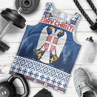 Personalized Serbia Christmas Men Tank Top Coat Of Arms - Blue Version - Wonder Print Shop
