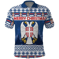 Personalized Serbia Christmas Polo Shirt Coat Of Arms - Blue Version - Wonder Print Shop