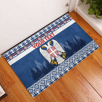 Personalized Serbia Christmas Rubber Doormat Coat Of Arms - Blue Version - Wonder Print Shop
