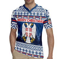Personalized Serbia Christmas Rugby Jersey Coat Of Arms - Blue Version - Wonder Print Shop