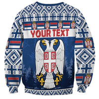 Personalized Serbia Christmas Sweatshirt Coat Of Arms - Blue Version - Wonder Print Shop