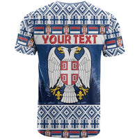 Personalized Serbia Christmas T Shirt Coat Of Arms - Blue Version - Wonder Print Shop