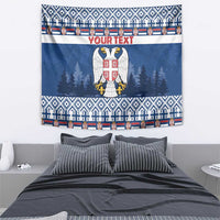 Personalized Serbia Christmas Tapestry Coat Of Arms - Blue Version - Wonder Print Shop