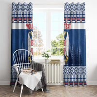 Personalized Serbia Christmas Window Curtain Coat Of Arms - Blue Version - Wonder Print Shop