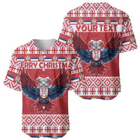 Personalized Serbia Christmas Baseball Jersey Double-Headed Eagle - Red Version - Wonder Print Shop