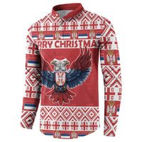 Personalized Serbia Christmas Button Sweatshirt Double-Headed Eagle - Red Version - Wonder Print Shop