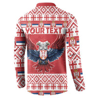 Personalized Serbia Christmas Button Sweatshirt Double-Headed Eagle - Red Version - Wonder Print Shop