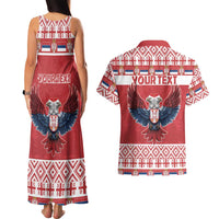 Personalized Serbia Christmas Couples Matching Tank Maxi Dress and Hawaiian Shirt Double-Headed Eagle - Red Version - Wonder Print Shop