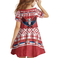 Personalized Serbia Christmas Family Matching Long Sleeve Bodycon Dress and Hawaiian Shirt Double-Headed Eagle - Red Version - Wonder Print Shop