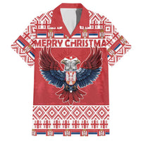 Personalized Serbia Christmas Family Matching Off Shoulder Maxi Dress and Hawaiian Shirt Double-Headed Eagle - Red Version - Wonder Print Shop