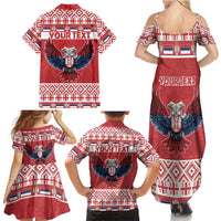 Personalized Serbia Christmas Family Matching Summer Maxi Dress and Hawaiian Shirt Double-Headed Eagle - Red Version - Wonder Print Shop