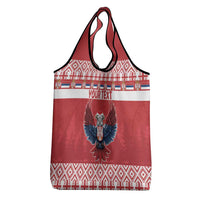 Personalized Serbia Christmas Grocery Bag Double-Headed Eagle - Red Version