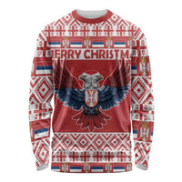 Personalized Serbia Christmas Long Sleeve Shirt Double-Headed Eagle - Red Version - Wonder Print Shop