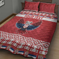 Personalized Serbia Christmas Quilt Bed Set Double-Headed Eagle - Red Version - Wonder Print Shop