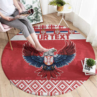Personalized Serbia Christmas Round Carpet Double-Headed Eagle - Red Version