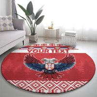Personalized Serbia Christmas Round Carpet Double-Headed Eagle - Red Version
