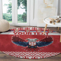 Personalized Serbia Christmas Round Carpet Double-Headed Eagle - Red Version