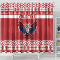 Personalized Serbia Christmas Shower Curtain Double-Headed Eagle - Red Version