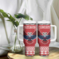 Personalized Serbia Christmas Tumbler With Handle Double-Headed Eagle - Red Version - Wonder Print Shop