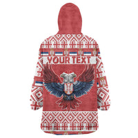Personalized Serbia Christmas Wearable Blanket Hoodie Double-Headed Eagle - Red Version - Wonder Print Shop