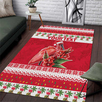 Personalized Trinidad and Tobago Christmas Area Rug Scarlet Ibis with Chaconia Flowers - Wonder Print Shop