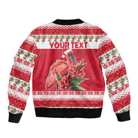 Personalized Trinidad and Tobago Christmas Bomber Jacket Scarlet Ibis with Chaconia Flowers - Wonder Print Shop