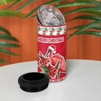 Personalized Trinidad and Tobago Christmas 4 in 1 Can Cooler Tumbler Scarlet Ibis with Chaconia Flowers - Wonder Print Shop