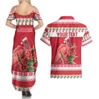 Personalized Trinidad and Tobago Christmas Couples Matching Summer Maxi Dress and Hawaiian Shirt Scarlet Ibis with Chaconia Flowers - Wonder Print Shop