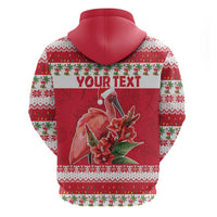 Personalized Trinidad and Tobago Christmas Hoodie Scarlet Ibis with Chaconia Flowers - Wonder Print Shop