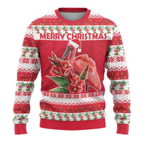 Personalized Trinidad and Tobago Christmas Ugly Christmas Sweater Scarlet Ibis with Chaconia Flowers - Wonder Print Shop