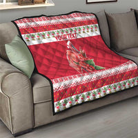 Personalized Trinidad and Tobago Christmas Quilt Scarlet Ibis with Chaconia Flowers - Wonder Print Shop