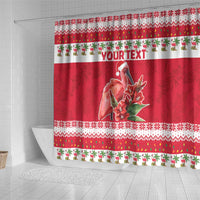 Personalized Trinidad and Tobago Christmas Shower Curtain Scarlet Ibis with Chaconia Flowers