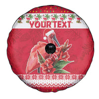 Personalized Trinidad and Tobago Christmas Spare Tire Cover Scarlet Ibis with Chaconia Flowers - Wonder Print Shop