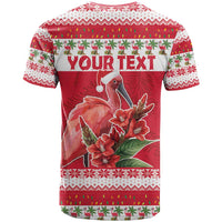 Personalized Trinidad and Tobago Christmas T Shirt Scarlet Ibis with Chaconia Flowers - Wonder Print Shop