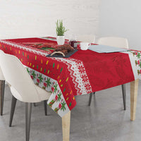 Personalized Trinidad and Tobago Christmas Tablecloth Scarlet Ibis with Chaconia Flowers - Wonder Print Shop