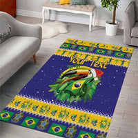 Personalized Brazil Christmas Area Rug Toco Toucan with Brazil Flag - Wonder Print Shop