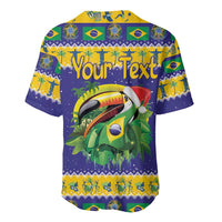 Personalized Brazil Christmas Baseball Jersey Toco Toucan with Brazil Flag - Wonder Print Shop