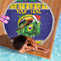 Personalized Brazil Christmas Beach Blanket Toco Toucan with Brazil Flag - Wonder Print Shop