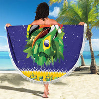 Personalized Brazil Christmas Beach Blanket Toco Toucan with Brazil Flag - Wonder Print Shop