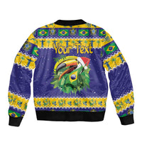 Personalized Brazil Christmas Bomber Jacket Toco Toucan with Brazil Flag - Wonder Print Shop