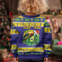 Personalized Brazil Christmas Kid Ugly Christmas Sweater Toco Toucan with Brazil Flag - Wonder Print Shop