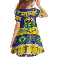 Personalized Brazil Christmas Kid Short Sleeve Dress Toco Toucan with Brazil Flag - Wonder Print Shop