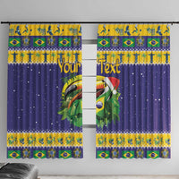 Personalized Brazil Christmas Window Curtain Toco Toucan with Brazil Flag - Wonder Print Shop